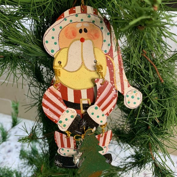 Santa metal ornament hand painted - Picture 1 of 4